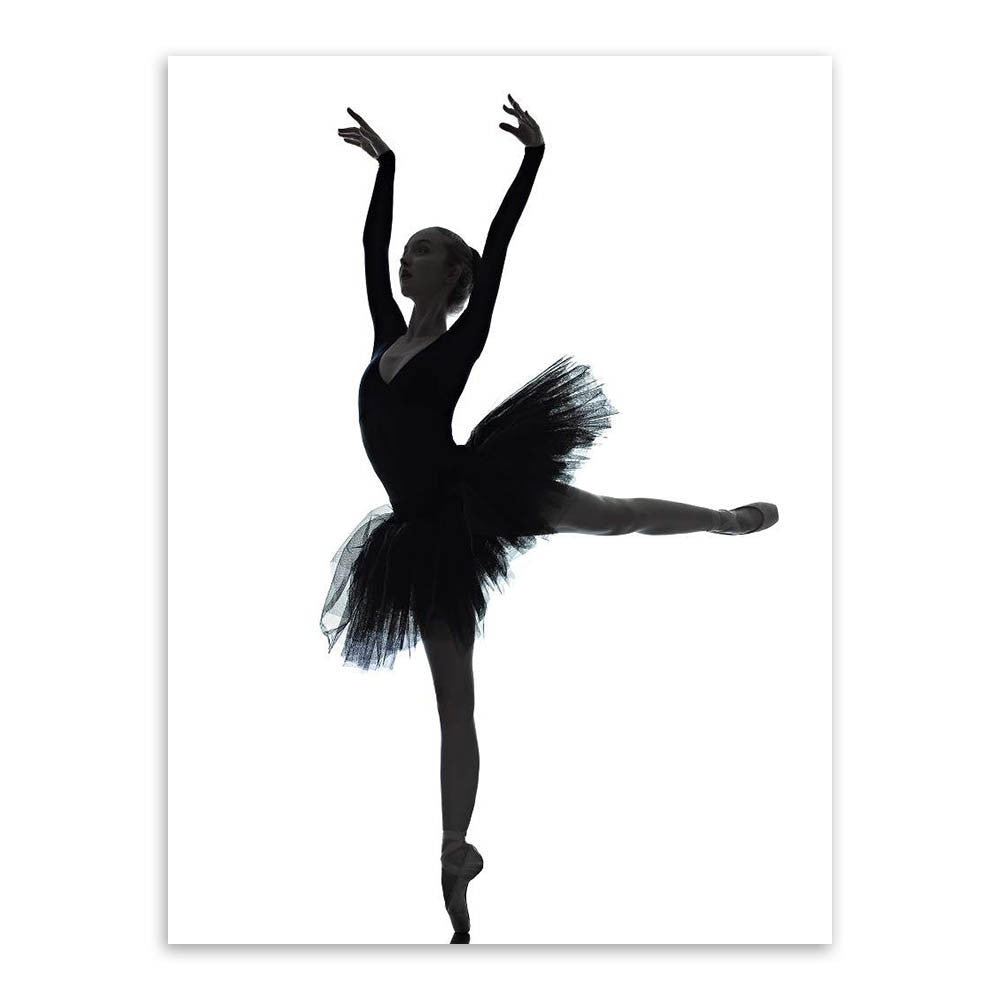 Modern Black White Ballet Dancer Silhouette Beauty Girl Photo Art Print Poster Wall Picture Canvas Painting Ballerina Home Decor