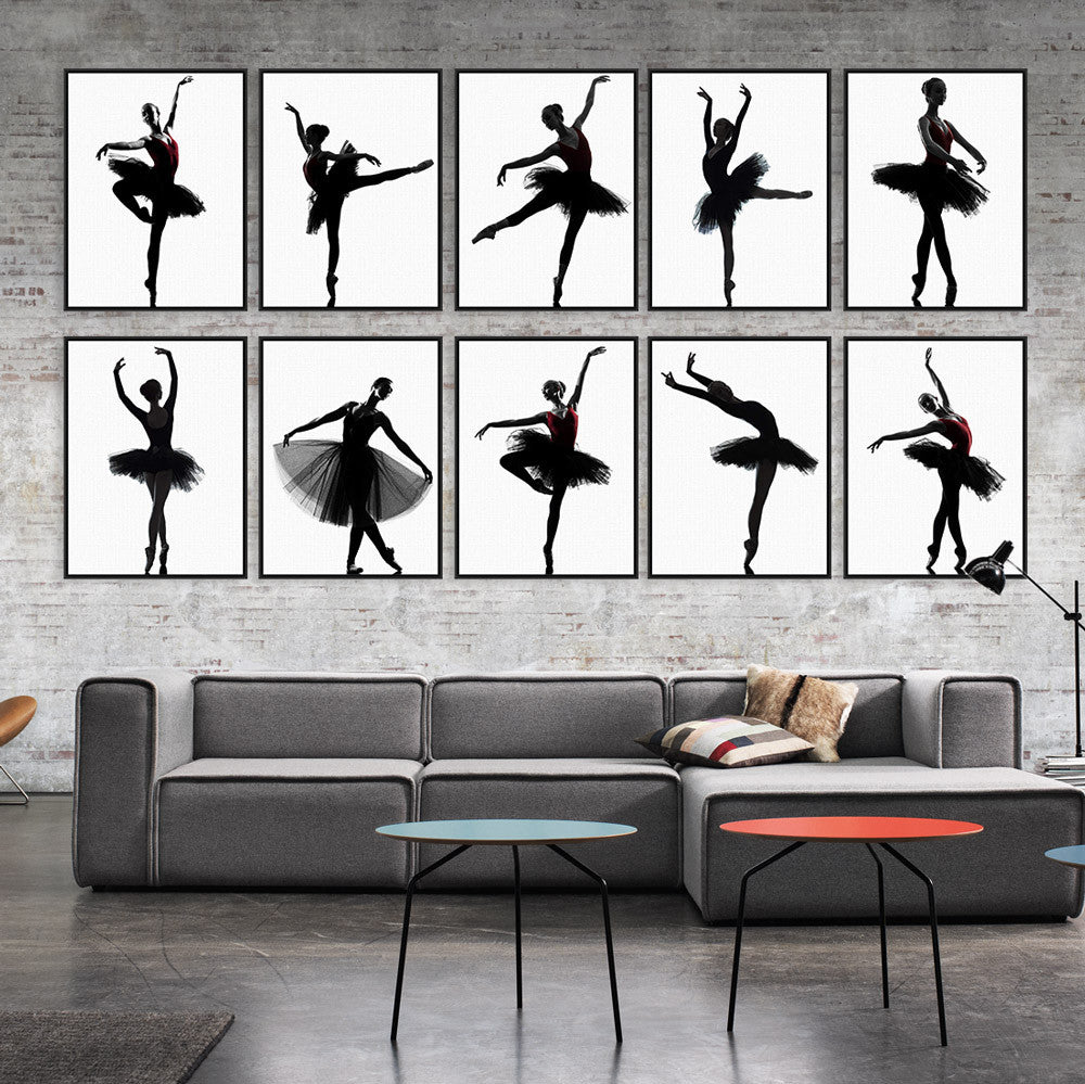 Modern Black White Ballet Dancer Silhouette Beauty Girl Photo Art Print Poster Wall Picture Canvas Painting Ballerina Home Decor