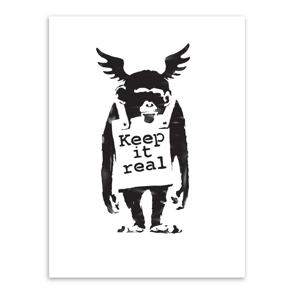 Modern Abstrcat Black White Banksy Hipster Pop A4 Art Print Poster Wall Picture Living Room Canvas Painting No Frame Home Decor