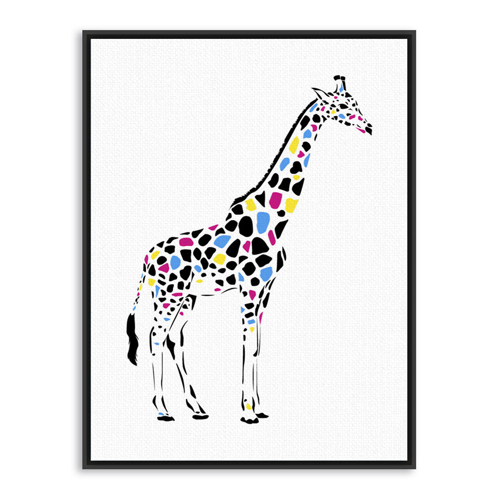 Modern Minimalist Colorful Giraffe Black White Animal Canvas A4 Art Print Poster Wall Picture Kids Room Decor Painting No Frame