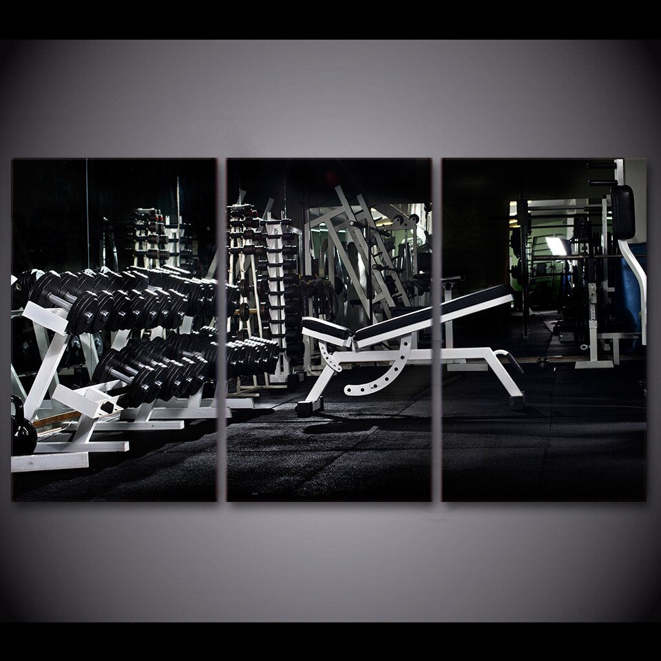 HD Printed 3 Piece Canvas Art Fitness Equipment Painting Wall Pictures for Living Room Decorative Frame Free Shipping NY-6939D