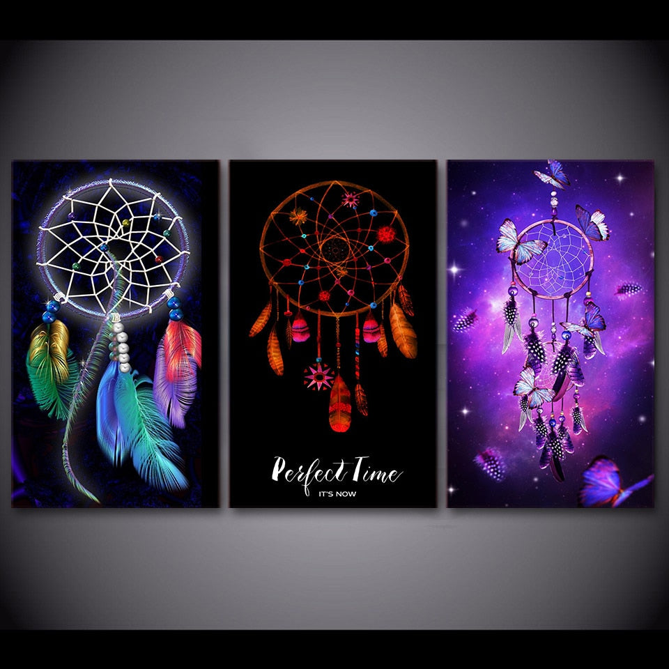 HD printed 3 piece canvas art Dreamcatcher painting dream catcher canvas wall pictures for living room Free shipping NY-7166B