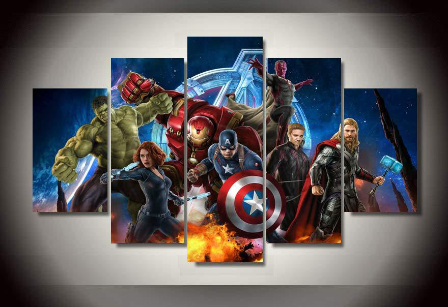 Framed Printed Avengers Animation 5 piece picture Painting wall art room decor print poster picture canvas Free shipping