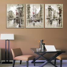 Load image into Gallery viewer, 3 Panel Modern Abstract Oil Painting Canvas Retro City Street Landscape Pictures Decorative Paintings Wall Art No Frame
