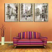 Load image into Gallery viewer, 3 Panel Modern Abstract Oil Painting Canvas Retro City Street Landscape Pictures Decorative Paintings Wall Art No Frame

