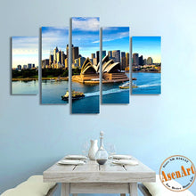 Load image into Gallery viewer, 5 Piece Wall Art Sydney Opera House Building Landscape Painting Canvas Prints Artwork Picture for Living Room Unframed
