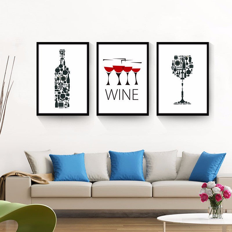 1 pcs cheap modern paintings Simple modern black and white combination bar-cafe mural paintings Art Print Painting Poster wine