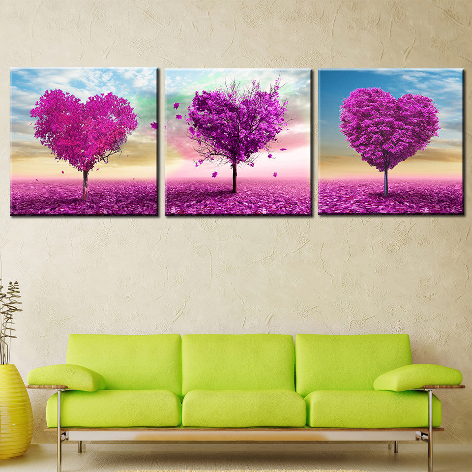 Oil Painting Canvas Print Landscape Pink Flower World Home Decoration Poster for Living Room Wall Art Picture 3pcs
