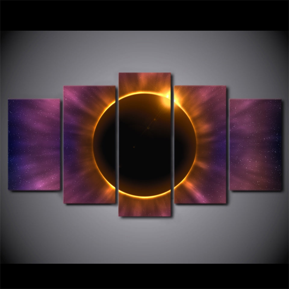 HD Printed 5 Piece Canvas Art Solar Eclipse Modern Canvas Prints Wall Pictures for Living Room Free Shipping NY-7505B