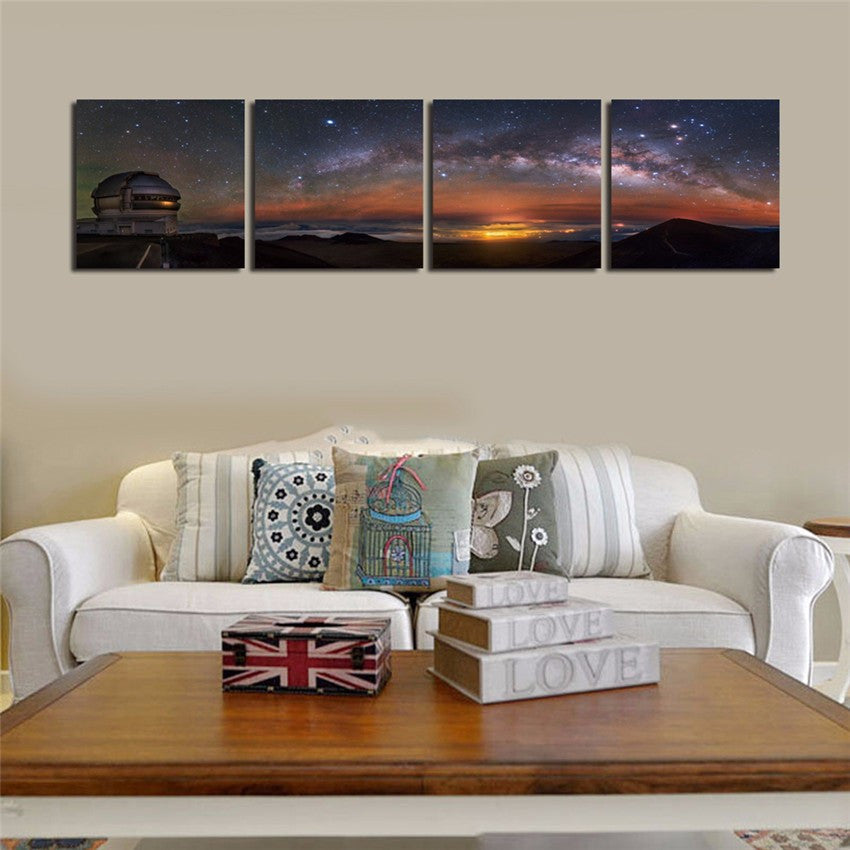 Canvas Printings Star Wall Picture For Living Room Cuadros Decoracion Modern Observatory Framed 4 Pcs Tableau Peinture Sur Toile