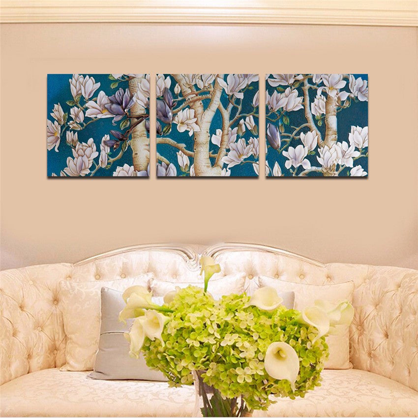 Elegant Wall Flower Christmas Canvas Printings With Framed Ready To Hang Wall Picture For Home Decor Modern 3Pcs Canvas art Gift