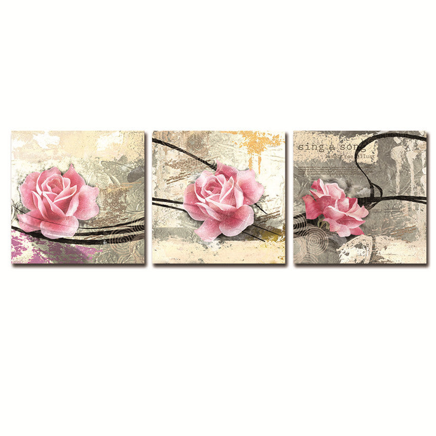 Rose Christmas Wall Canvas With Framed Ready To Hang For Living Room Modern Painting Wall Picture With Frame And Box Hot Gift