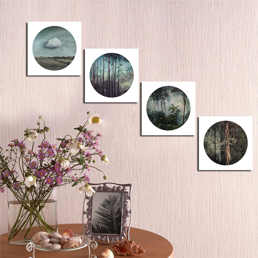Forest Trees Framed Canvas Printings Wall Picture For Living Room Modern 4Pcs Tableau Peinture Sur Toile With Frame Canvas art