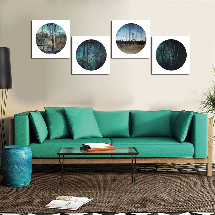 Forest Trees Framed Canvas Printings Wall Picture For Living Room Modern 4Pcs Tableau Peinture Sur Toile With Frame Canvas art