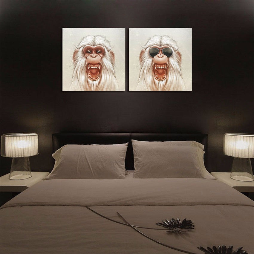 Framed Monkey Wall Pictures For Living Room Ready To Hang Canvas Printing Wall Art