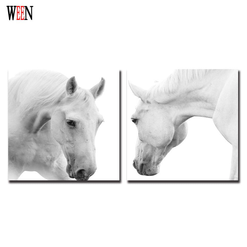 Framed White Horse Wall Art Cuadros Decoracion Wall Picture For Living Room Canvas Printing Christmas Gift Posters And Arts