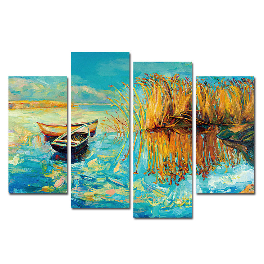 Boat Print Canvas Printing Modern Lake Wall Art Paintings Pictures For Home 4Pcs Wall Art Decor tableau peinture sur toile