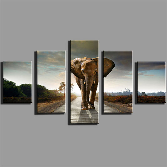5 Panel Elephant Canvas Painting Home Decoration Living Room Print Painting Wall Art Picture Modern Canvas Prints Frameless