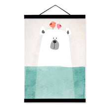 Load image into Gallery viewer, Modern Nordic Kawaii Animals Bear Hippo Penguins Poster Print Nursery Wall Art Picture Canvas Painting No Frame Kids Room Decor
