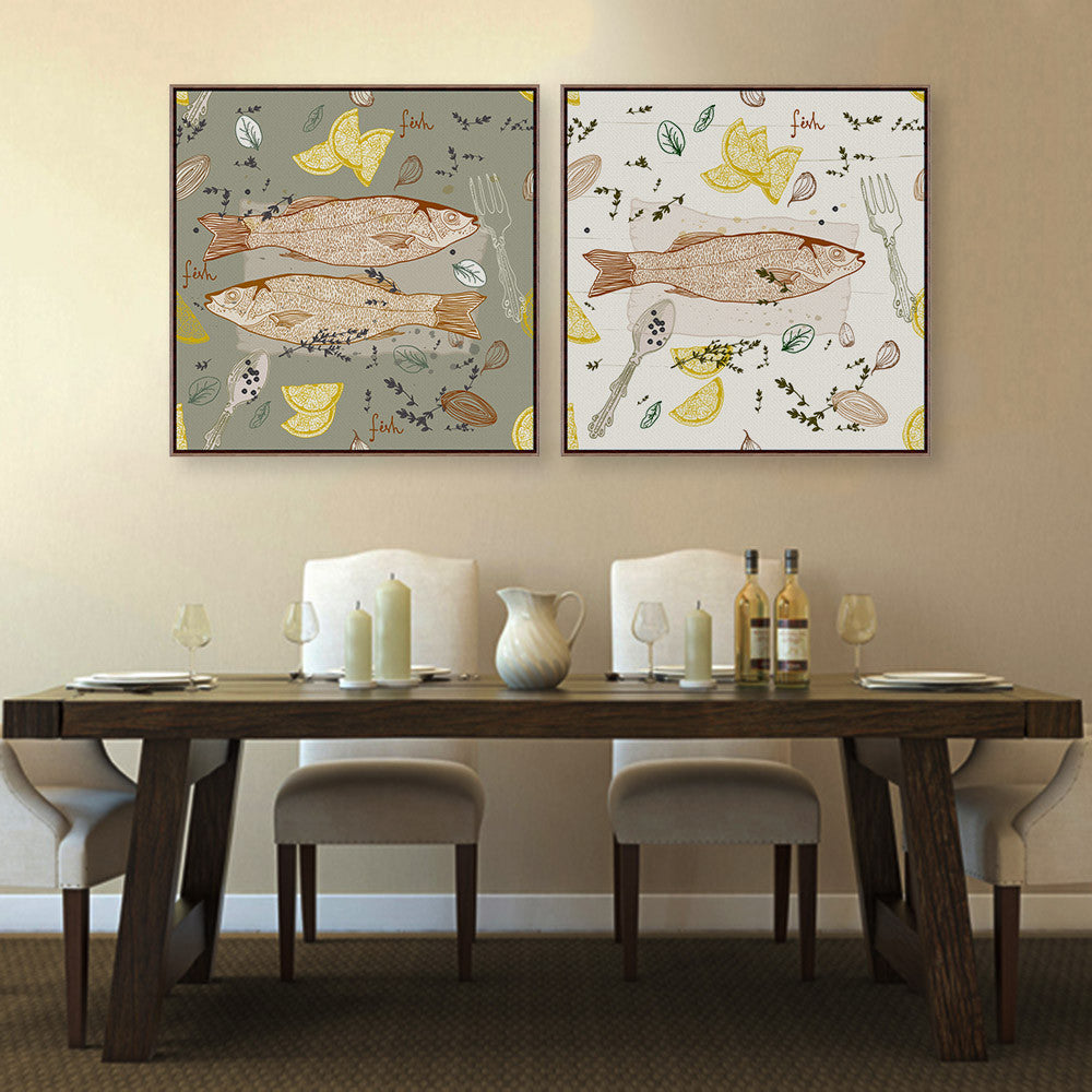 Modern Fish Dish Poster Print Animal Picture Vintage Retro Japanese Kitchen Home Restaurant Wall Art Decor Canvas Painting Gift