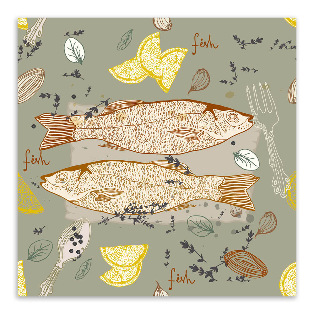 Modern Fish Dish Poster Print Animal Picture Vintage Retro Japanese Kitchen Home Restaurant Wall Art Decor Canvas Painting Gift