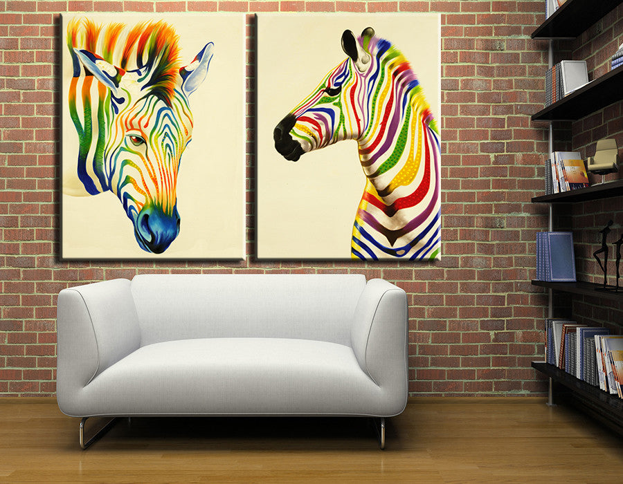 2016 Promotion 2 Pcsthe Color Of The Zebra Painting Canvas Wall Art Picture Home Decoration Living Room Print Painting--large