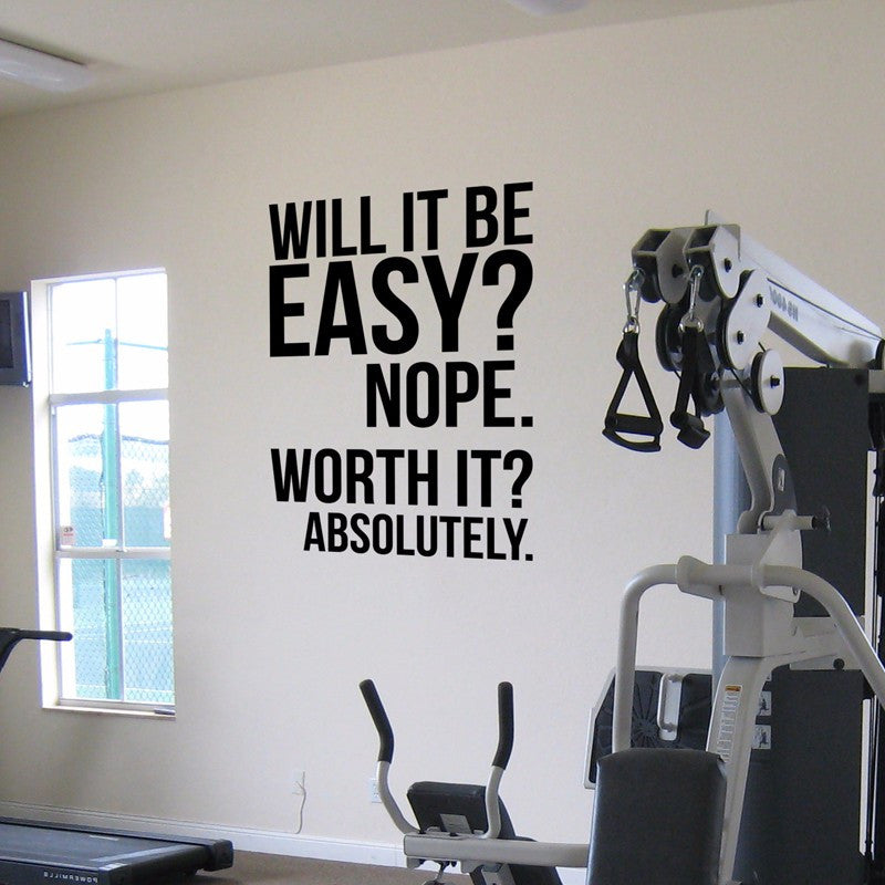 Will it be easy. Nope. Worth it - Absolutely. Wall Fitness Decal Quote Gym Kettlebell Crossfit Boxing Vinyl Wall Sticker