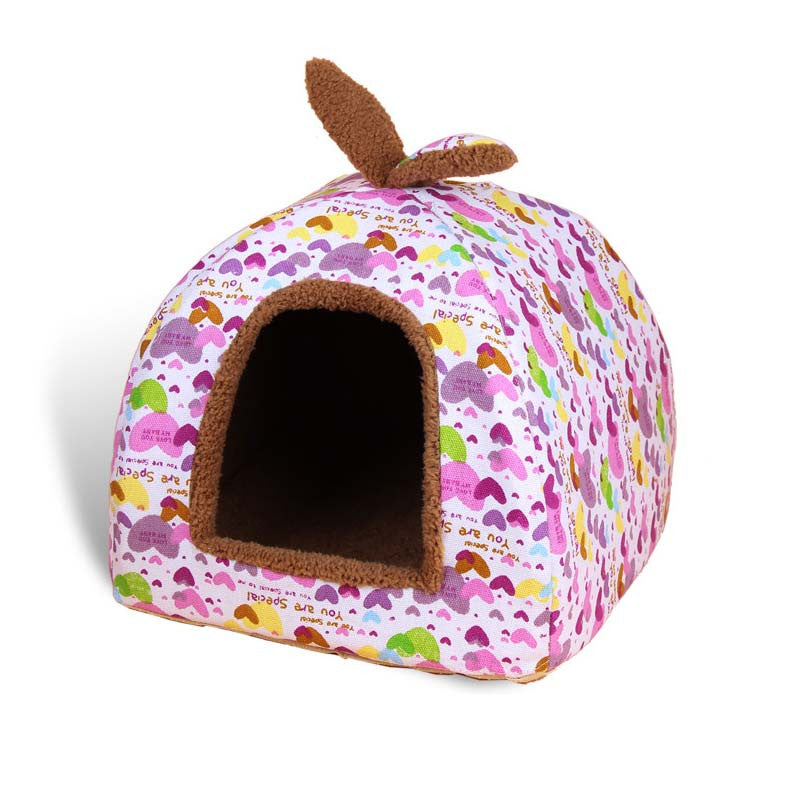 Hot Fleece Soft Pet Yurt Home Dog Bed Puppy Dog Kennel Pet Bed House For Dog Cat Small Animals Home Dog House With Mat Chihuahua