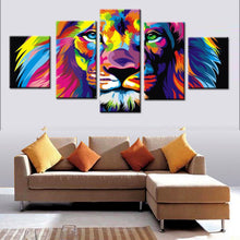 Load image into Gallery viewer, 5 Panel Original Animal Canvas Painting Pictures Art Print On The Canvas, Wall Decor, Home Wall Art ,Colorful Lion King Unframed
