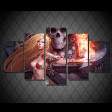 Load image into Gallery viewer, HD Printed 5 Piece Canvas Art game mage sexy girl skull fire anime Painting
