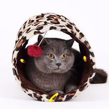 Load image into Gallery viewer, Pet Tunnel with Ball Cat Play Tunnel Leopard Color Funny  Cat Long Tunnel Kitten Play Toy Collapsible Bulk Cat Toys PlayTunnel
