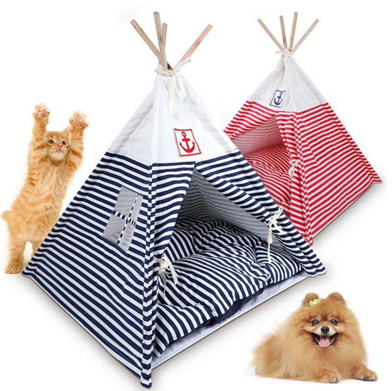 Small Dogs Teddy Dog House Pet Waterloo Naval Stripe Dog House Pet Tent Can Unpick And Wash GP160107-22