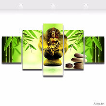 Load image into Gallery viewer, 5 Pieces Modern Buddha Wall Art Canvas Printed Painting Decorative Picture Bamboo Stone Frameless Home Decor for Living Room
