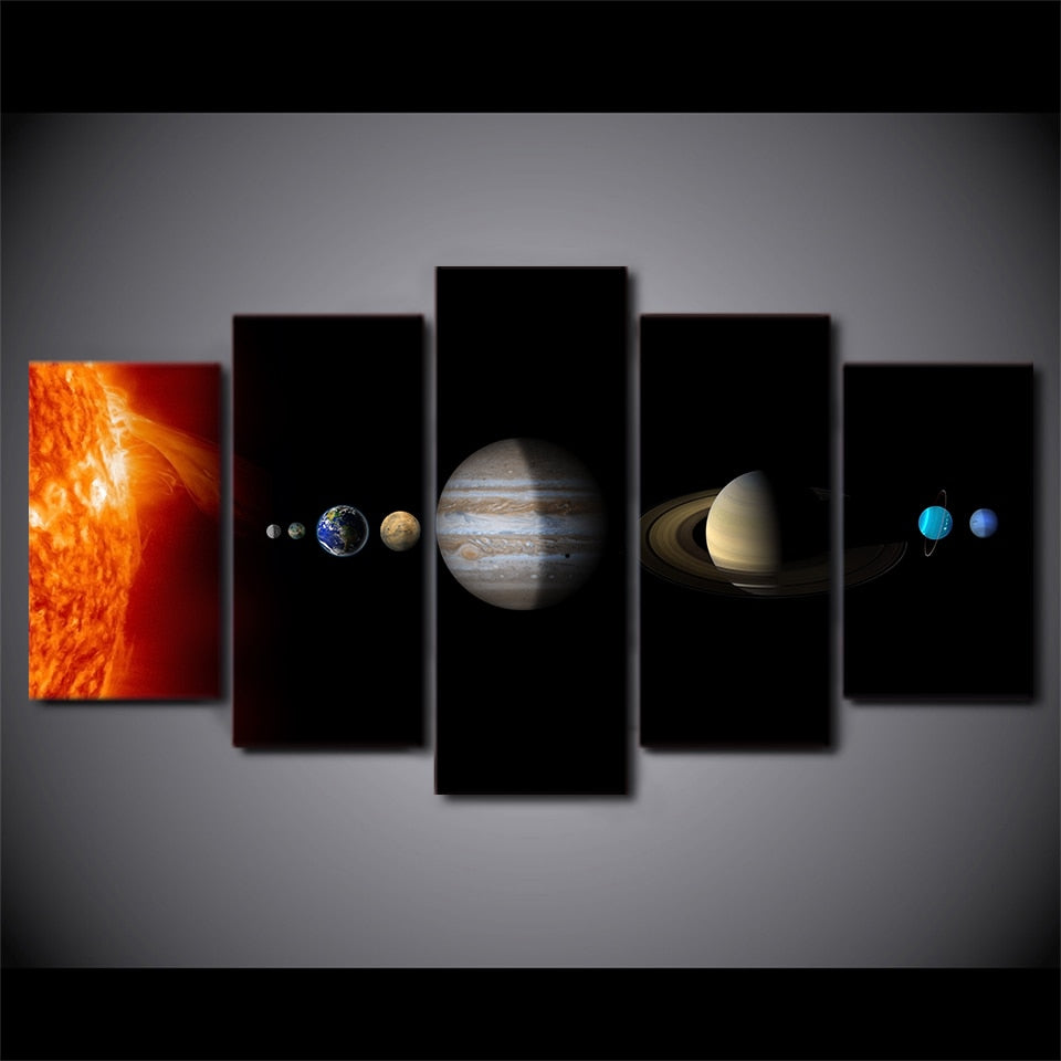 HD Printed 5 Piece Canvas Art Solar System Space Fantasy Planet Modern Canvas Painting Wall Pictures for Living Room ny-7456C