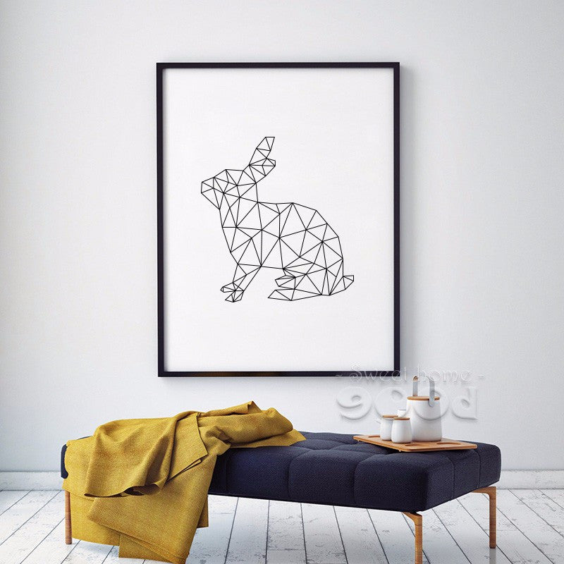 Geometric Rabbits Canvas Art Print Poster, Wall Pictures for Home Decoration, Wall decor FA221-4