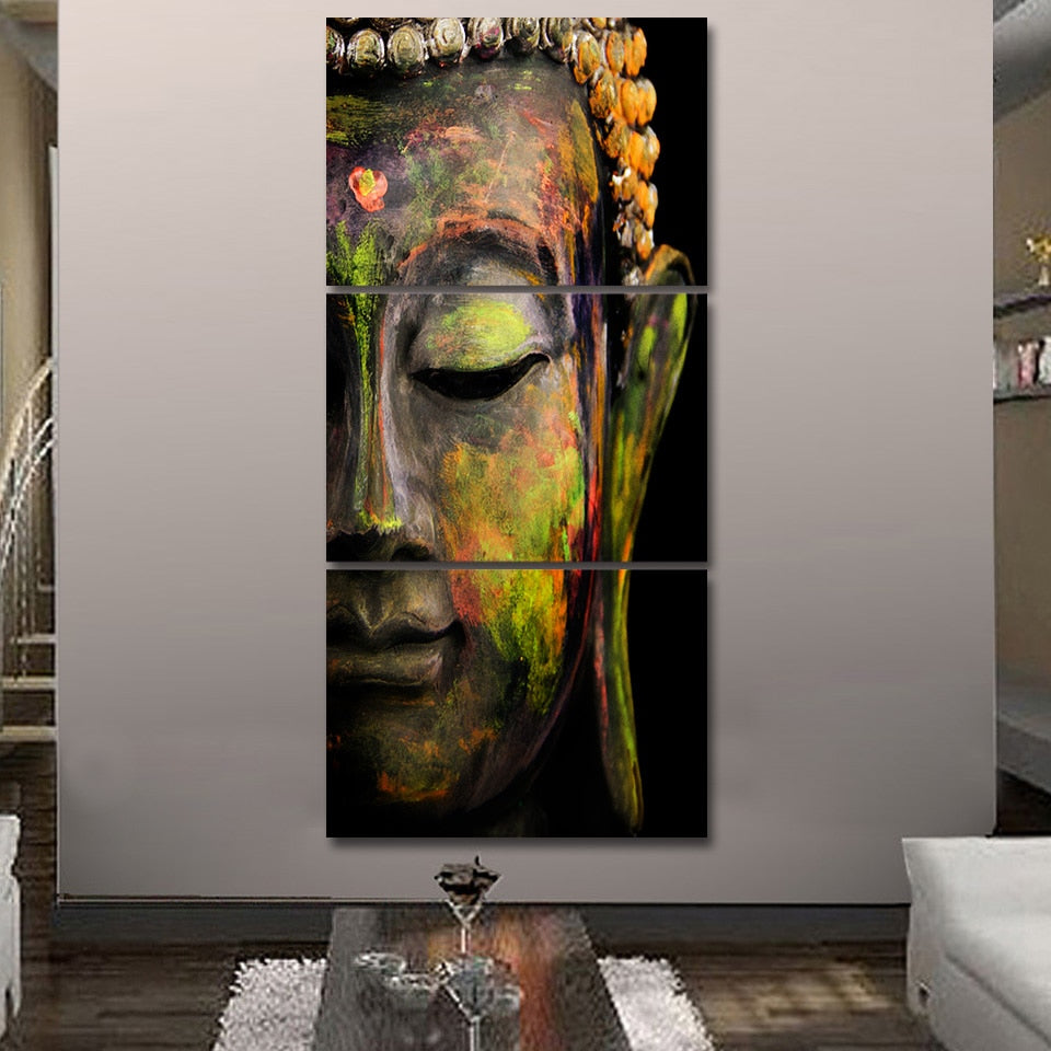 wall art  HD print 3 piece canvas art Buddha painting Wall Art Modular Picture For Living Room Buddha canvas