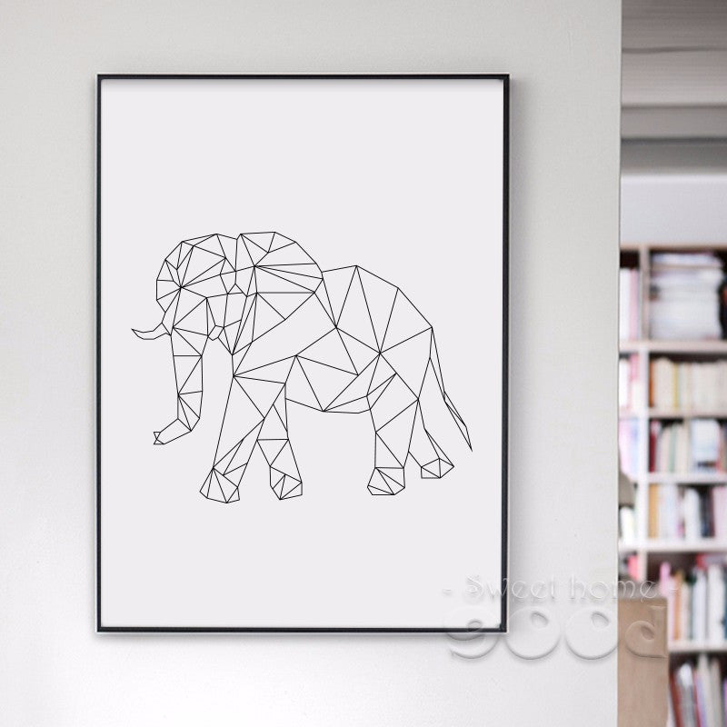 Geometric Elephant Canvas Art Print Poster, Wall Pictures for Home Decoration, Wall decor FA221-13