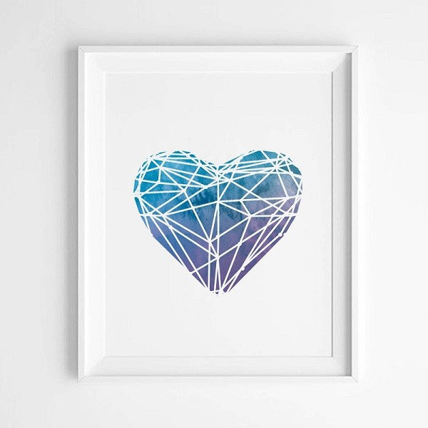 Watercolor Heart Canvas Art Print Poster, Wall Pictures for Home Decoration, Frame not include FA276-1