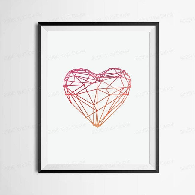 Watercolor Heart Canvas Art Print Poster, Wall Pictures for Home Decoration, Frame not include FA274