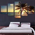 Unframed 5 Piece Beach coconut tree Modern Home Wall Decor Canvas Picture Art HD Print Painting On Canvas Artworks