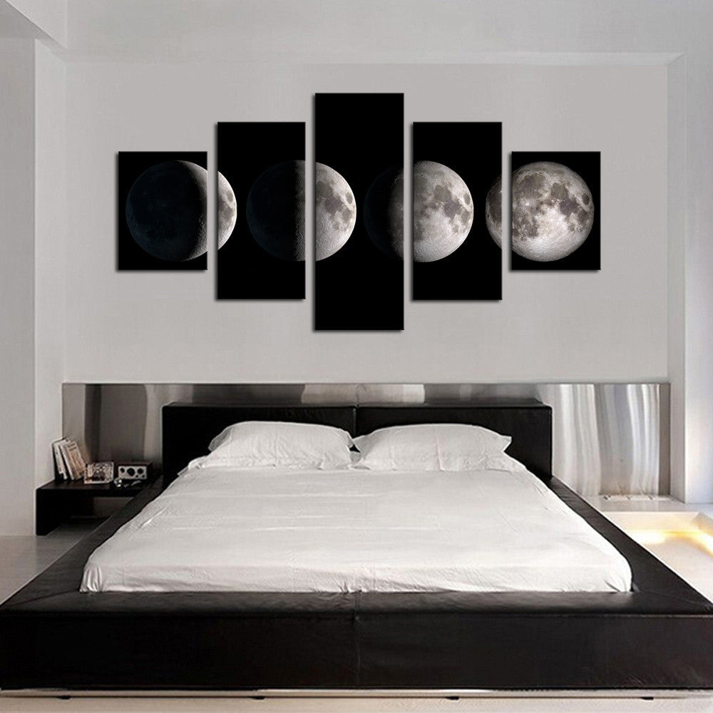 5 Piece(No Frame)Moon Modern Home Wall Decor Canvas Picture Art HD Print Painting On Canvas for Living Room