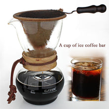 Load image into Gallery viewer, 480 cc glass Drip Pot Woodneck Espresso coffee tool suit / high quality flannel bags manually drip coffee drip hand pot ice tool
