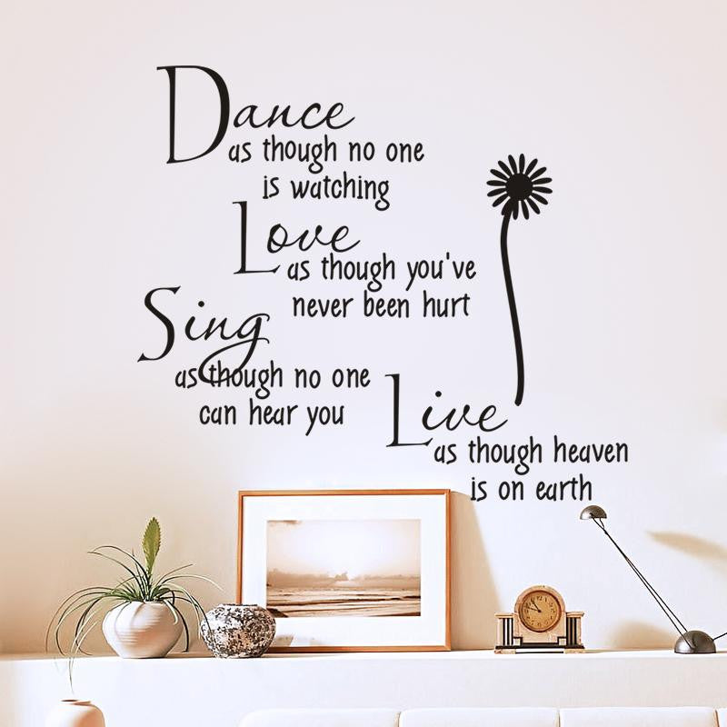 dance as though no one is watching love quote wall decals zooyoo2008 removable pvc wall stickers home decor bedroom diy wall art