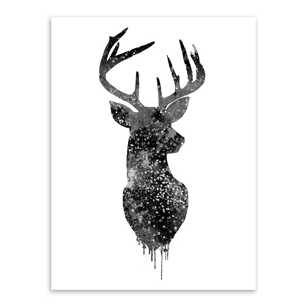 Triptych Watercolor Deer Head A4 Poster Print Abstract Animal Pictures Canvas Painting No Frames Living Room Home Decor Wall Art