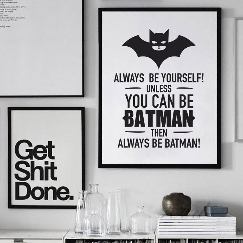 Batman Quote Canvas Art Print Poster, Wall Pictures for Home Decoration, Frame not include FA246-2