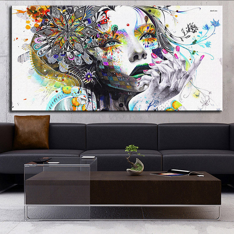 DP ARTISAN Modern wall art girl with flowers  oil painting Prints Painting on canvas No frame  Pictures Decor For Living Room