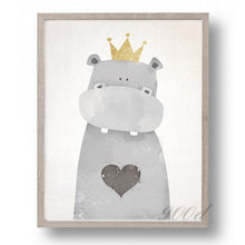 Load image into Gallery viewer, Cartoon Cute Hippo Canvas Art Print Painting Poster,  Wall Picture for Home Decoration, Wall Decor FA400-1
