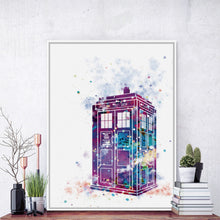 Load image into Gallery viewer, Original Watercolor Modern Dr Who London Telephone Booth A4 Art Prints Poster Abstract Wall Pictures Canvas Painting Home Decor
