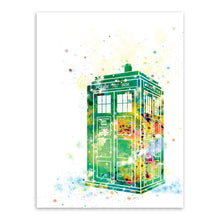 Load image into Gallery viewer, Original Watercolor Modern Dr Who London Telephone Booth A4 Art Prints Poster Abstract Wall Pictures Canvas Painting Home Decor
