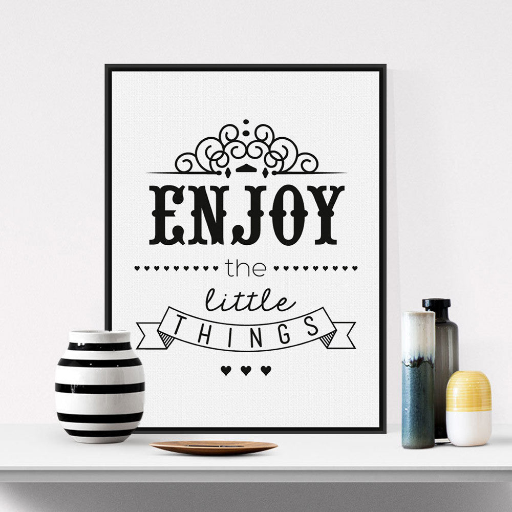 Minimalist Black White Vintage Retro Motivational Typography Enjoy Quotes A4 Art Print Picture Wall Picture Canvas Painting Deco